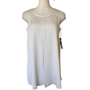 Nic + Zoe Silky White Sleeveless Tunic Tops Blouse Size PP